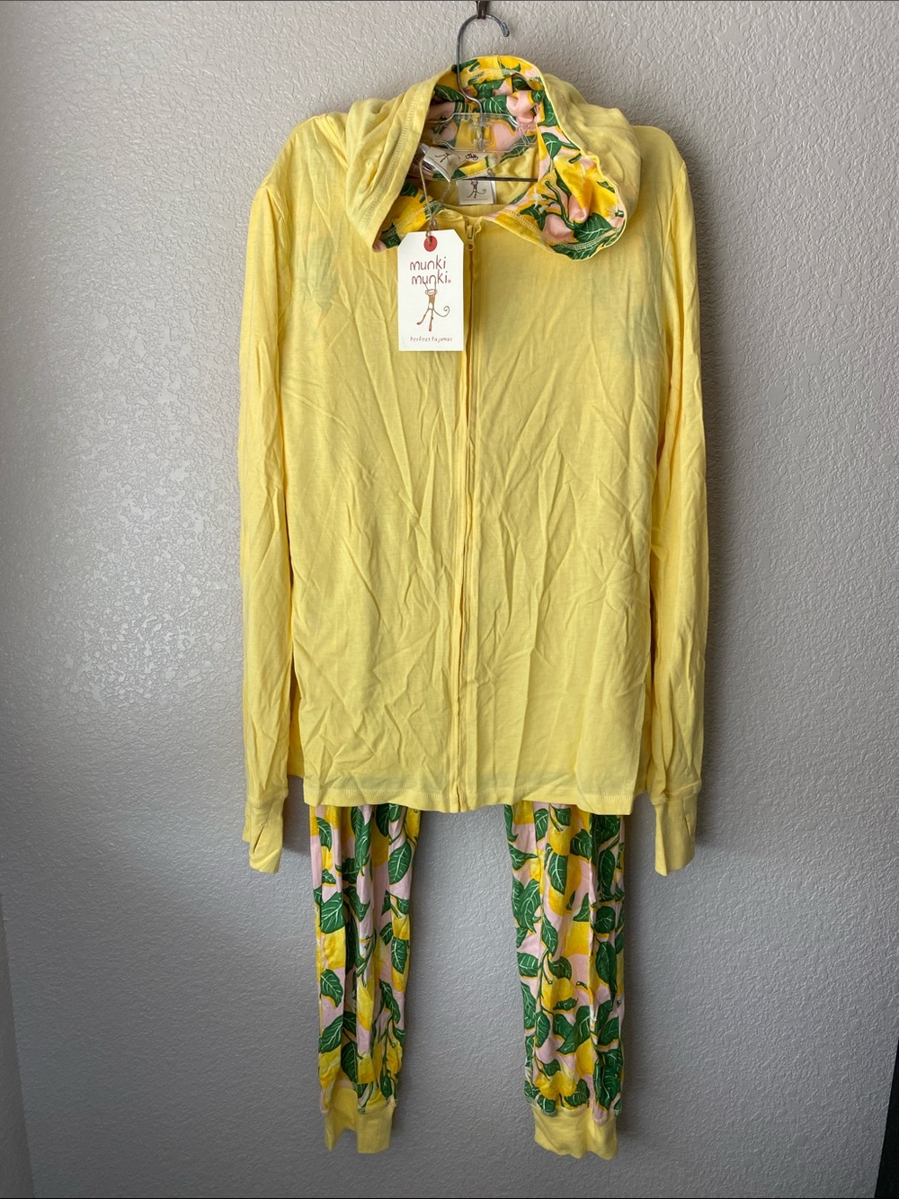 munki munki Yellow Lemon-Print Kids Pajama 3 pcs Set